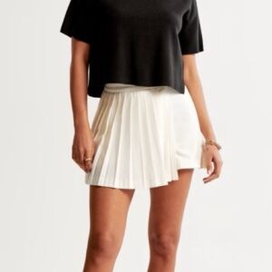 Abercrombie & Fitch White Pleated Mini Skort Bright White XL